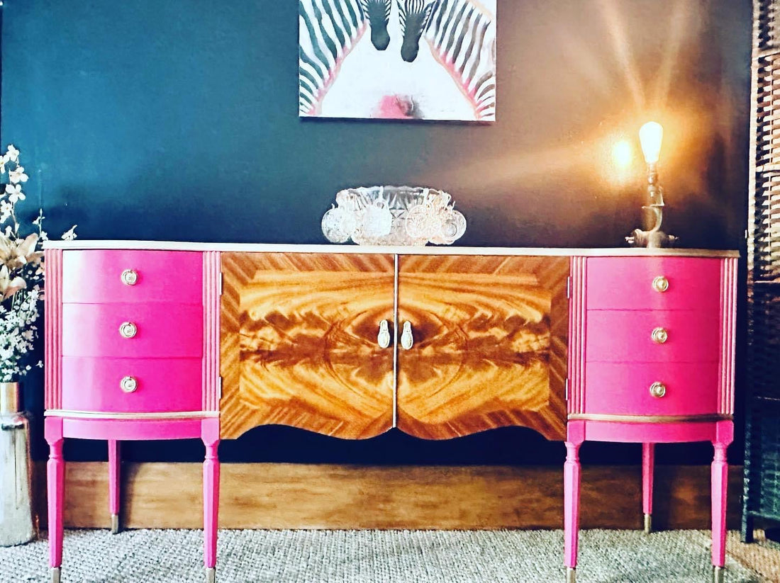 Stunning Regency Sideboard finished in Frenchic Pink with Gold Detail Willow and Wine