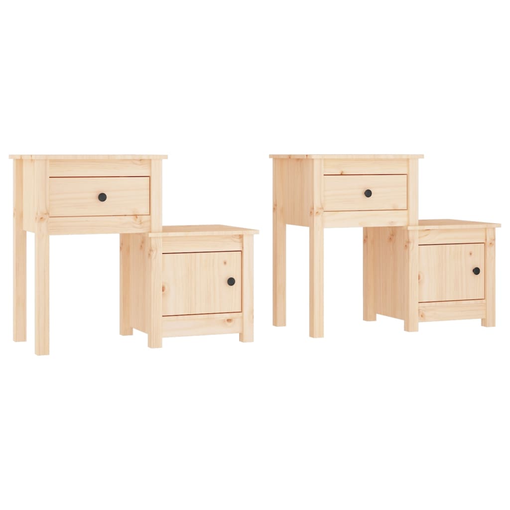 vidaXL Bedside Cabinet 2 pcs 79.5x38x65.5 cm Solid Wood Pine