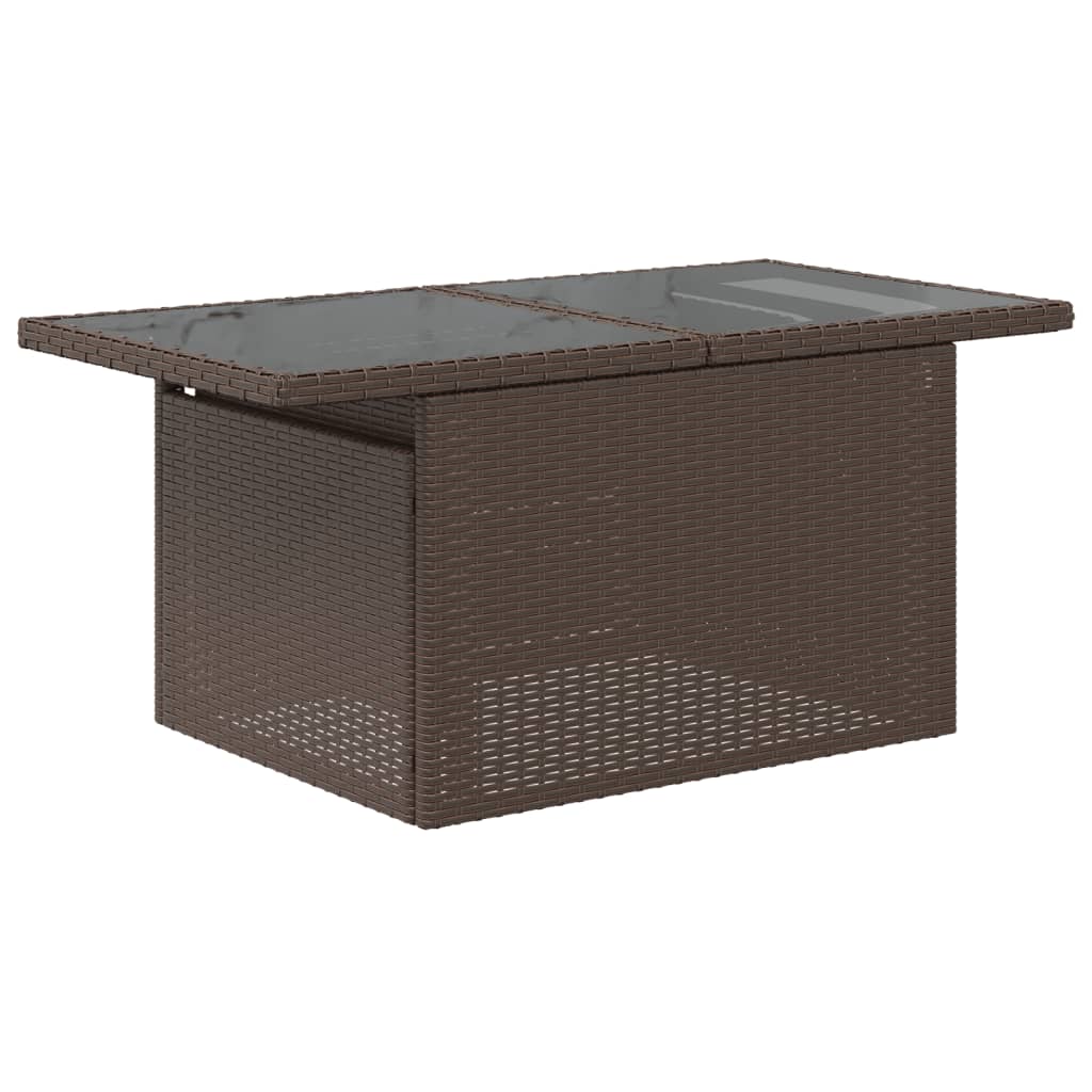 vidaXL Garden Table with Glass Top Brown 100x55x73 cm Poly Rattan