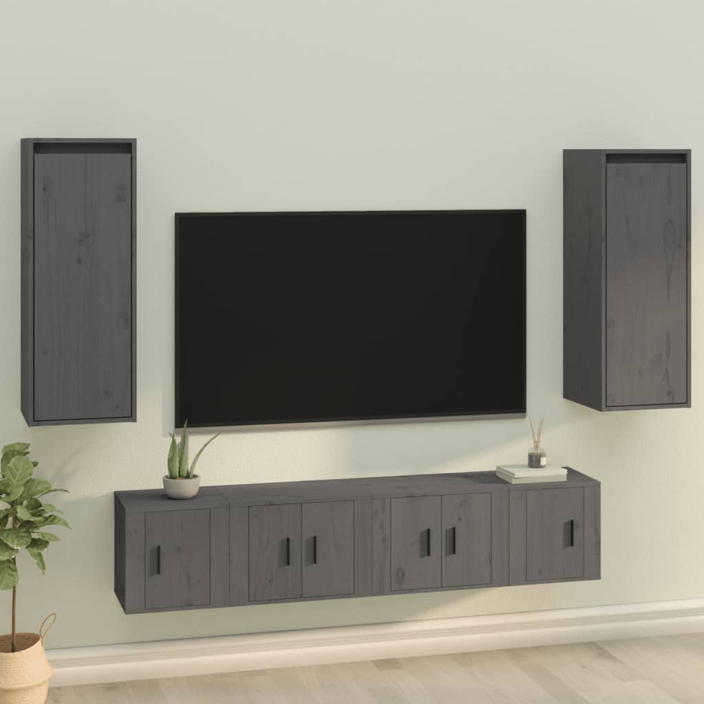 vidaXL Wall Cabinet Black 30x30x80 cm Solid Wood Pine