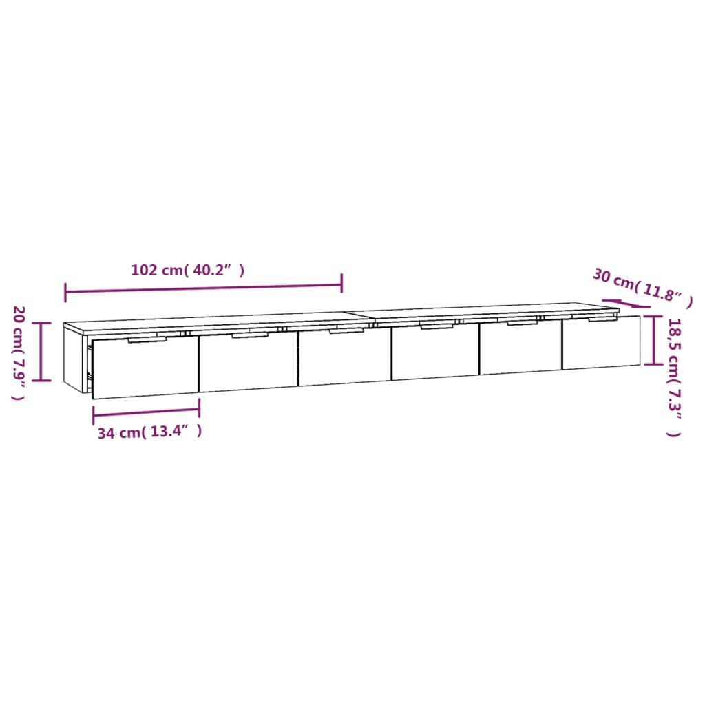 vidaXL Wall Cabinets 2 pcs White 102x30x20 cm Engineered Wood