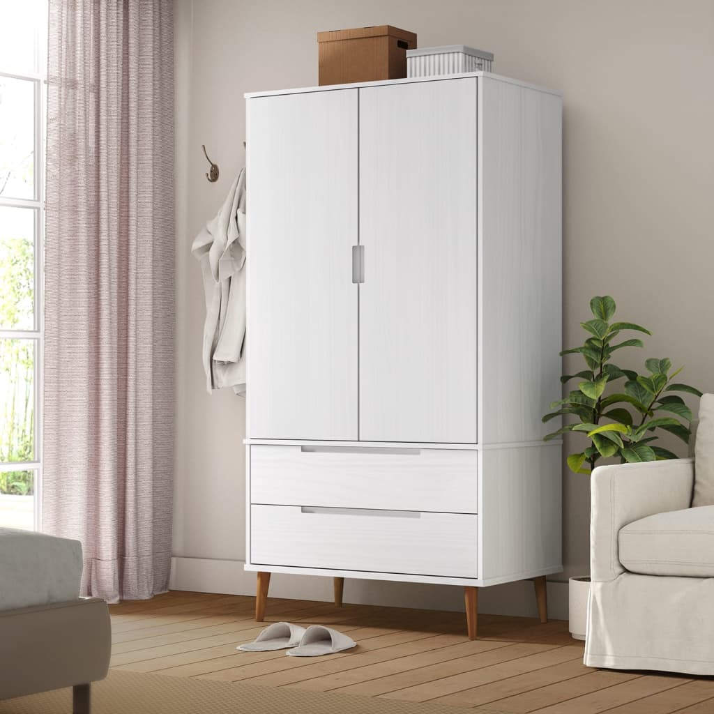 vidaXL Wardrobe MOLDE Grey 90x55x175 cm Solid Wood Pine