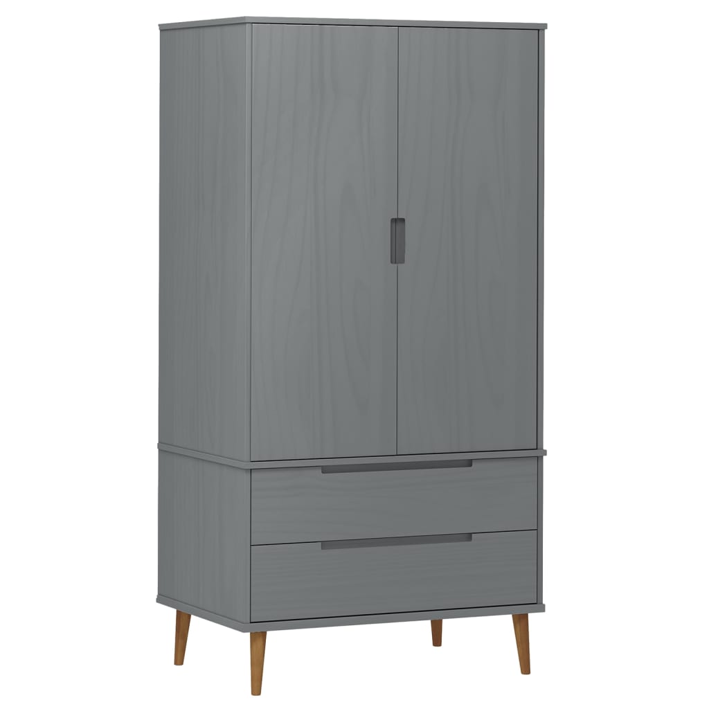 vidaXL Wardrobe MOLDE Grey 90x55x175 cm Solid Wood Pine