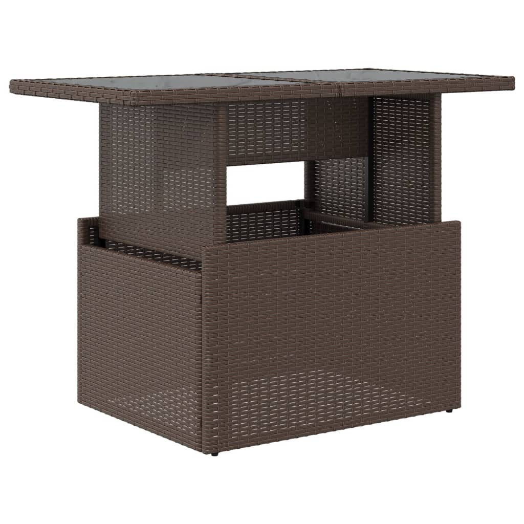 vidaXL Garden Table with Glass Top Brown 100x55x73 cm Poly Rattan