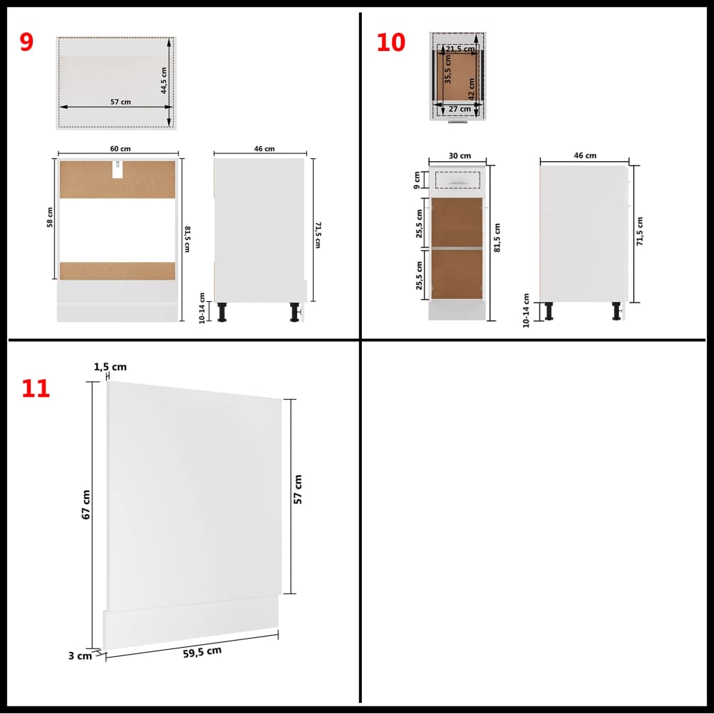 vidaXL 11 Piece Kitchen Cabinet Set White Engineered Wood