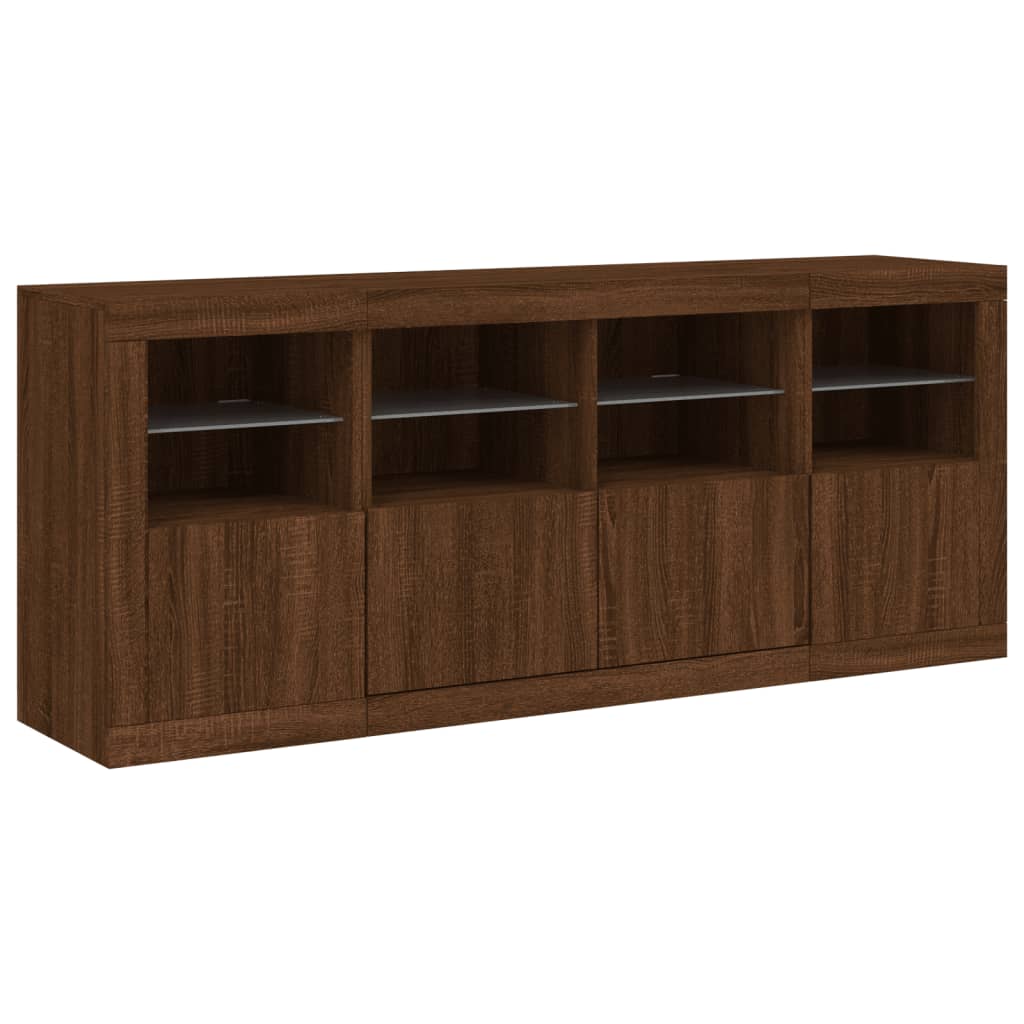 vidaXL Sideboard with LED Lights Brown Oak 163x37x67 cm