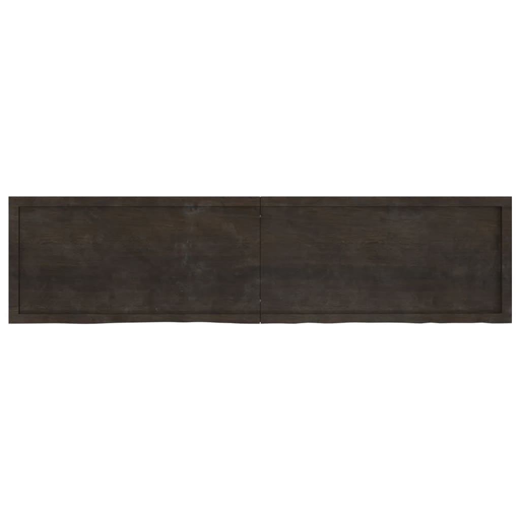 vidaXL Wall Shelf Dark Brown 200x50x(2-6) cm Treated Solid Wood Oak