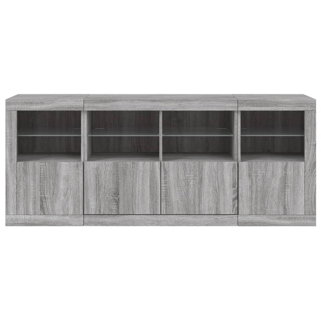 vidaXL Sideboard with LED Lights Grey Sonoma 163x37x67 cm