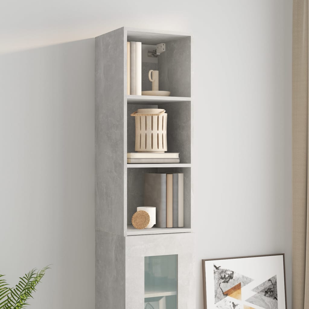 vidaXL Wall Cabinet Concrete Grey 34.5x32.5x90 cm Engineered Wood