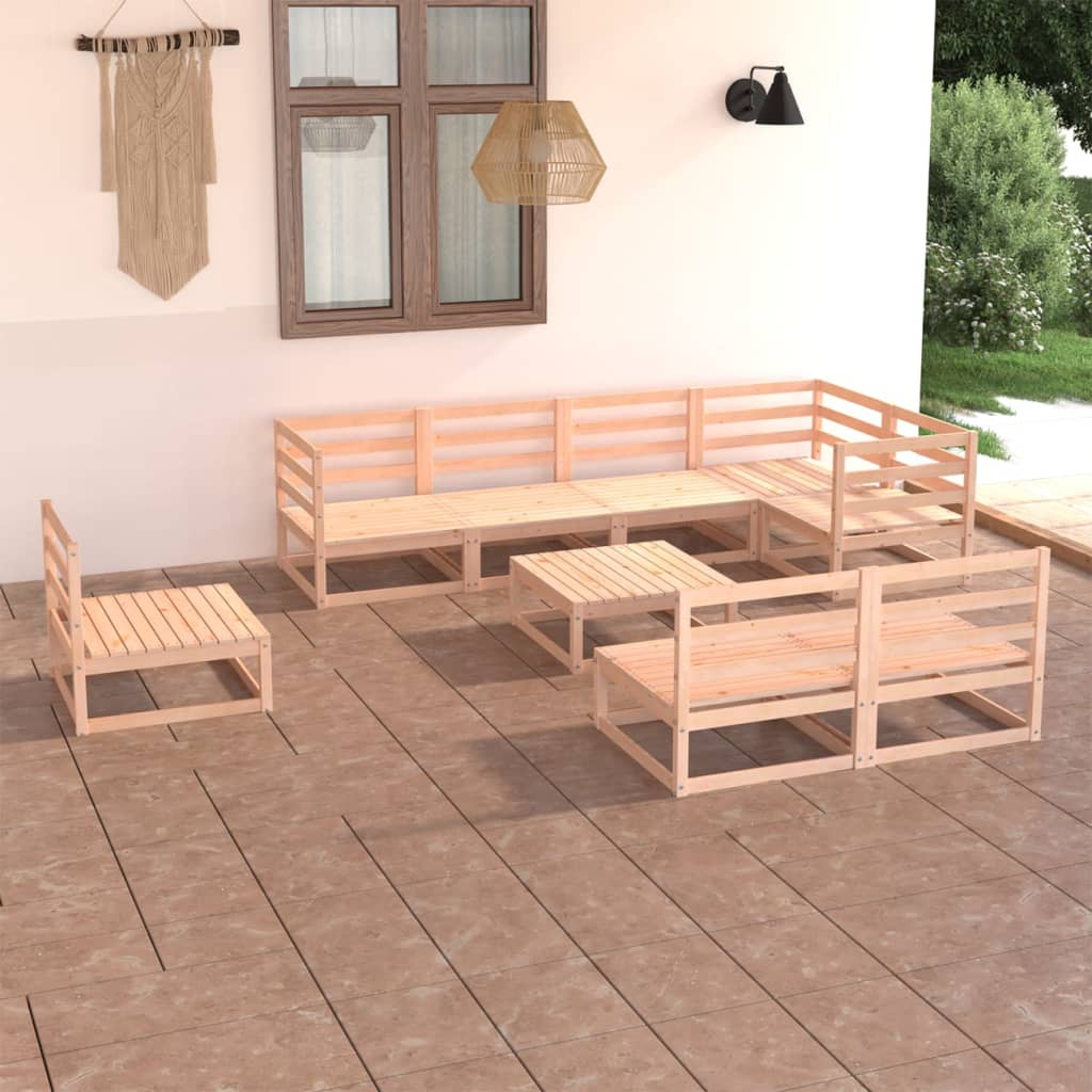 9-piece-garden-lounge-set-honey-brown-solid-pinewood-3 At Willow and Wine