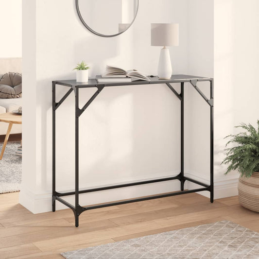 vidaXL Console Table with Black Glass Top 98x35x81 cm Steel