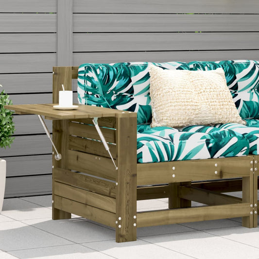 vidaXL Garden Armrest Sofa with Side Table Impregnated Wood Pine at Willow and Wine!