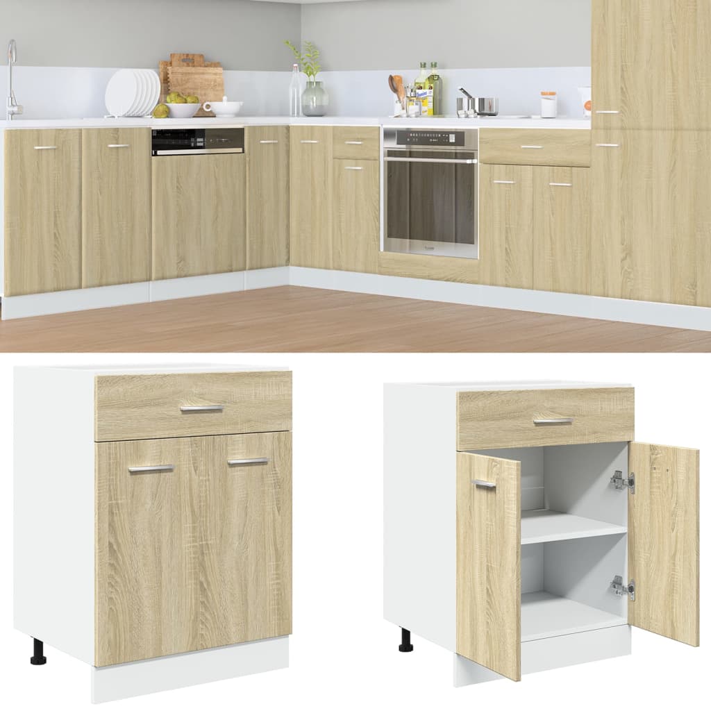 vidaXL Drawer Bottom Cabinet Sonoma Oak 60x46x81.5 cm Engineered Wood