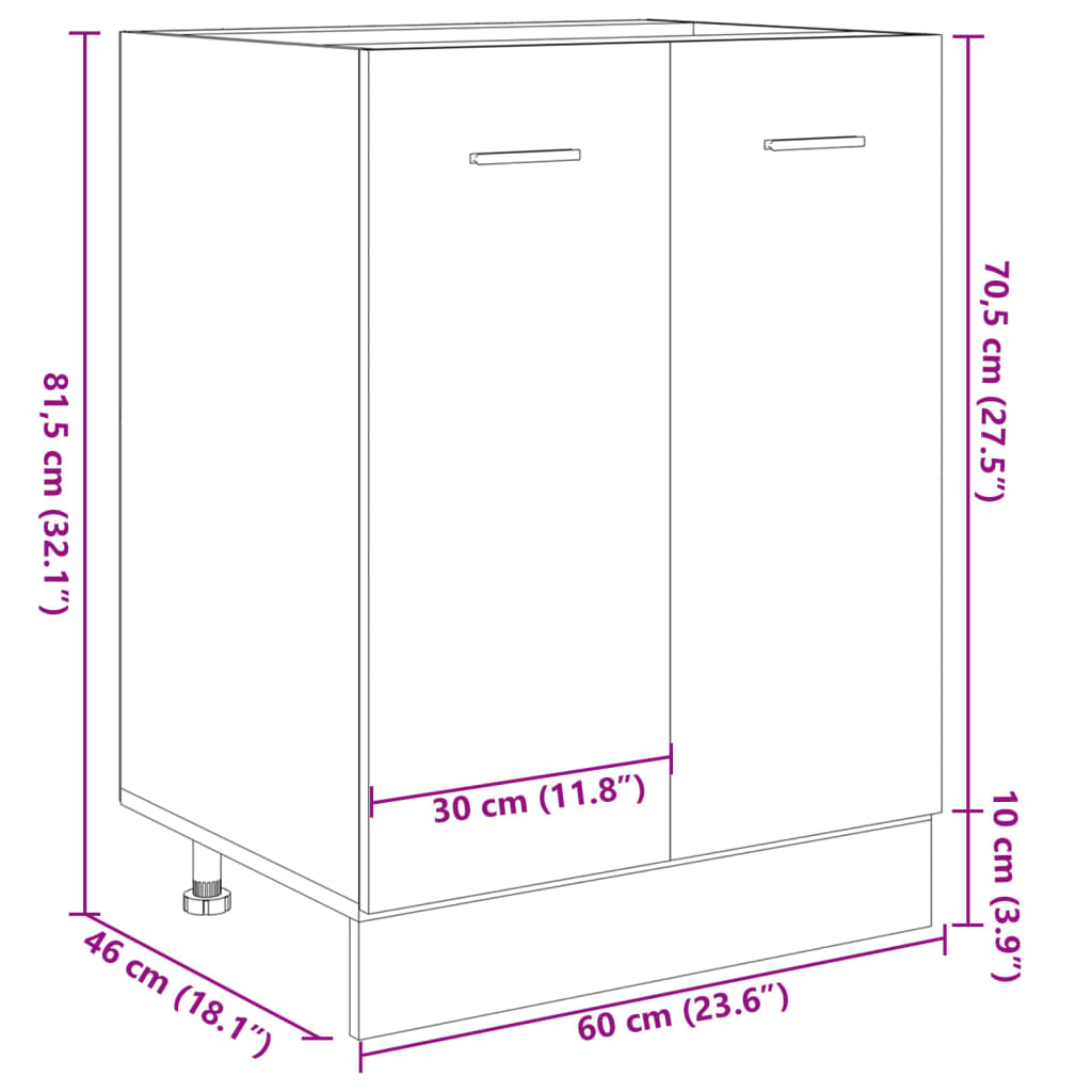 vidaXL Bottom Cabinet Sonoma Oak 60x46x81.5 cm Engineered Wood