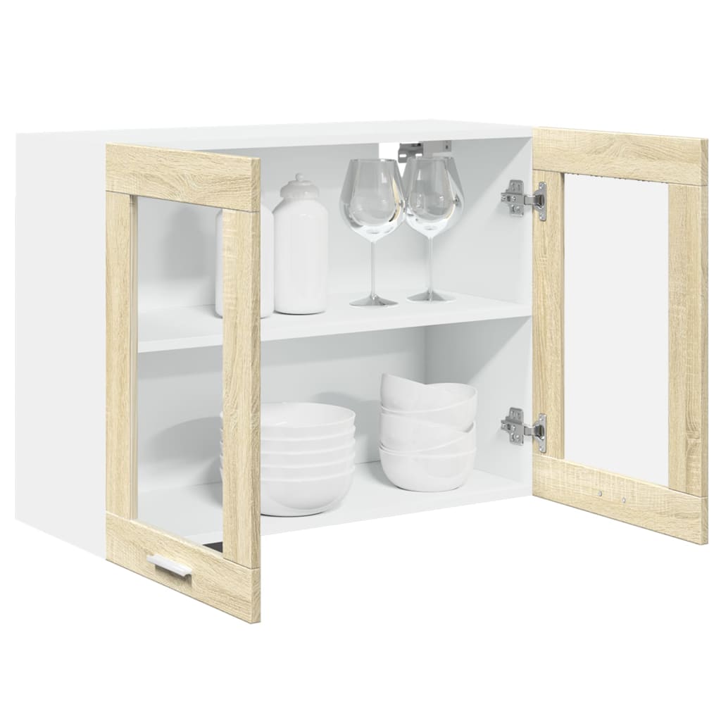 vidaXL Hanging Glass Cabinet Sonoma Oak 80x31x60 cm Engineered Wood