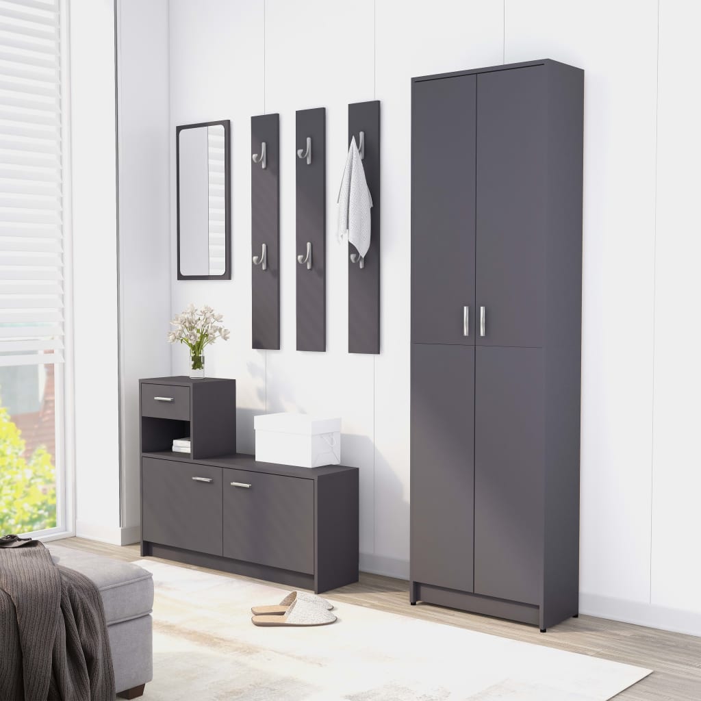 vidaXL Hallway Unit Grey 100x25x76.5 cm Engineered Wood