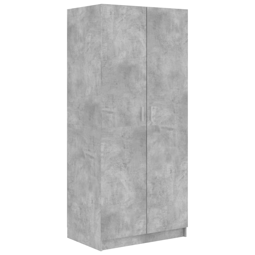 vidaXL Wardrobe Concrete Grey 80x52x180 cm Engineered Wood