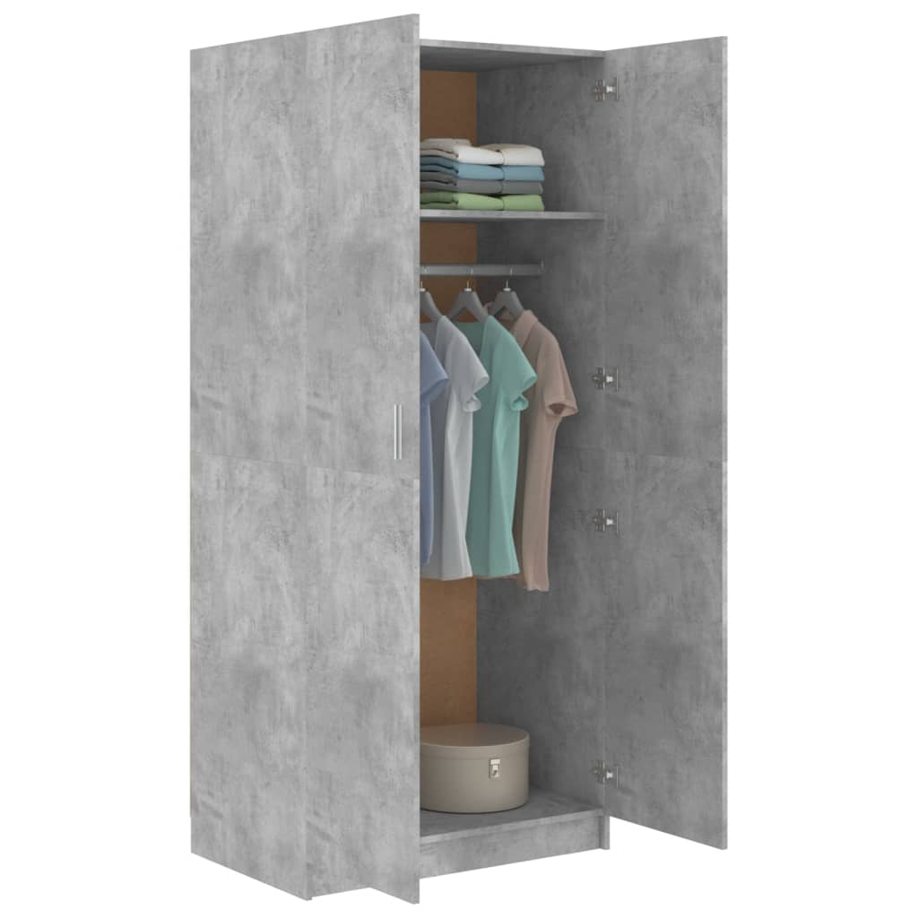 vidaXL Wardrobe Concrete Grey 80x52x180 cm Engineered Wood