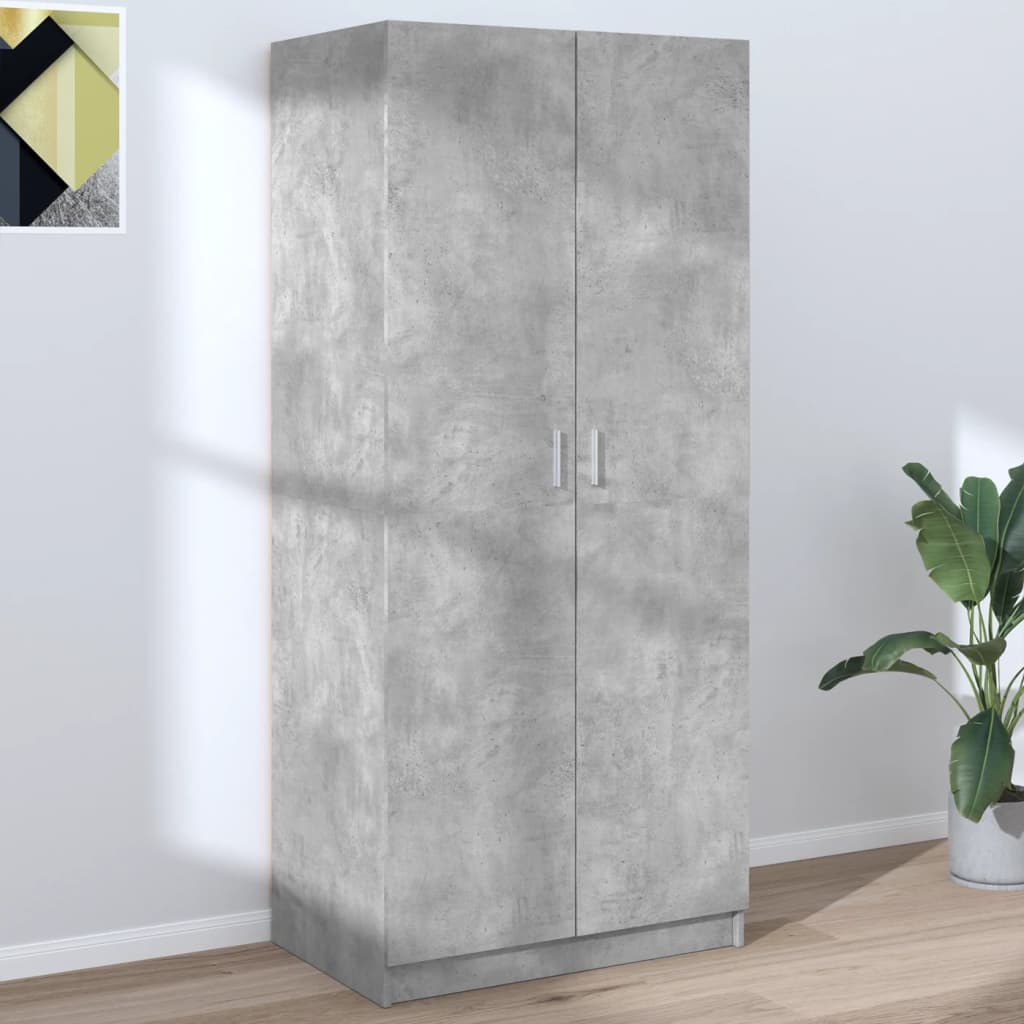 vidaXL Wardrobe Concrete Grey 80x52x180 cm Engineered Wood