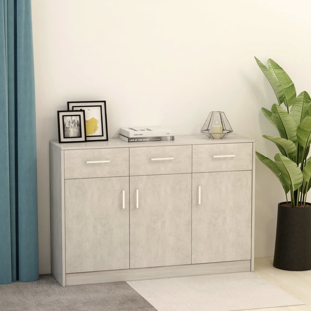 vidaXL Sideboard Concrete Grey 110x30x75 cm Engineered Wood