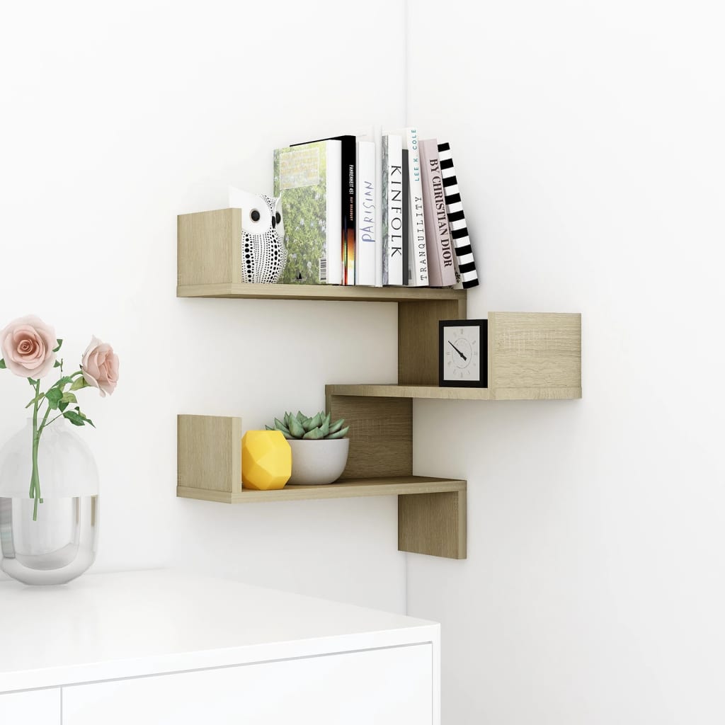 vidaXL Wall Corner Shelf Sonoma Oak 40x40x50 cm Engineered Wood