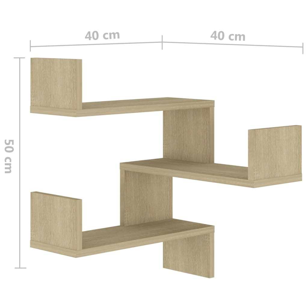 vidaXL Wall Corner Shelf Sonoma Oak 40x40x50 cm Engineered Wood