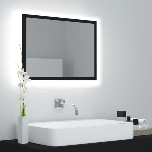 vidaXL LED Bathroom Mirror Black 60x8.5x37 cm Acrylic