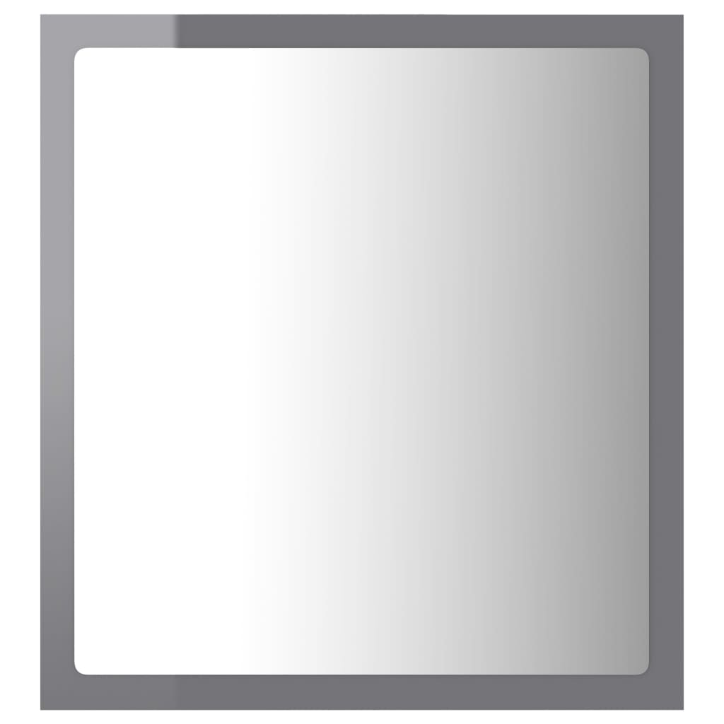 vidaXL LED Bathroom Mirror High Gloss Grey 40x8.5x37 cm Acrylic