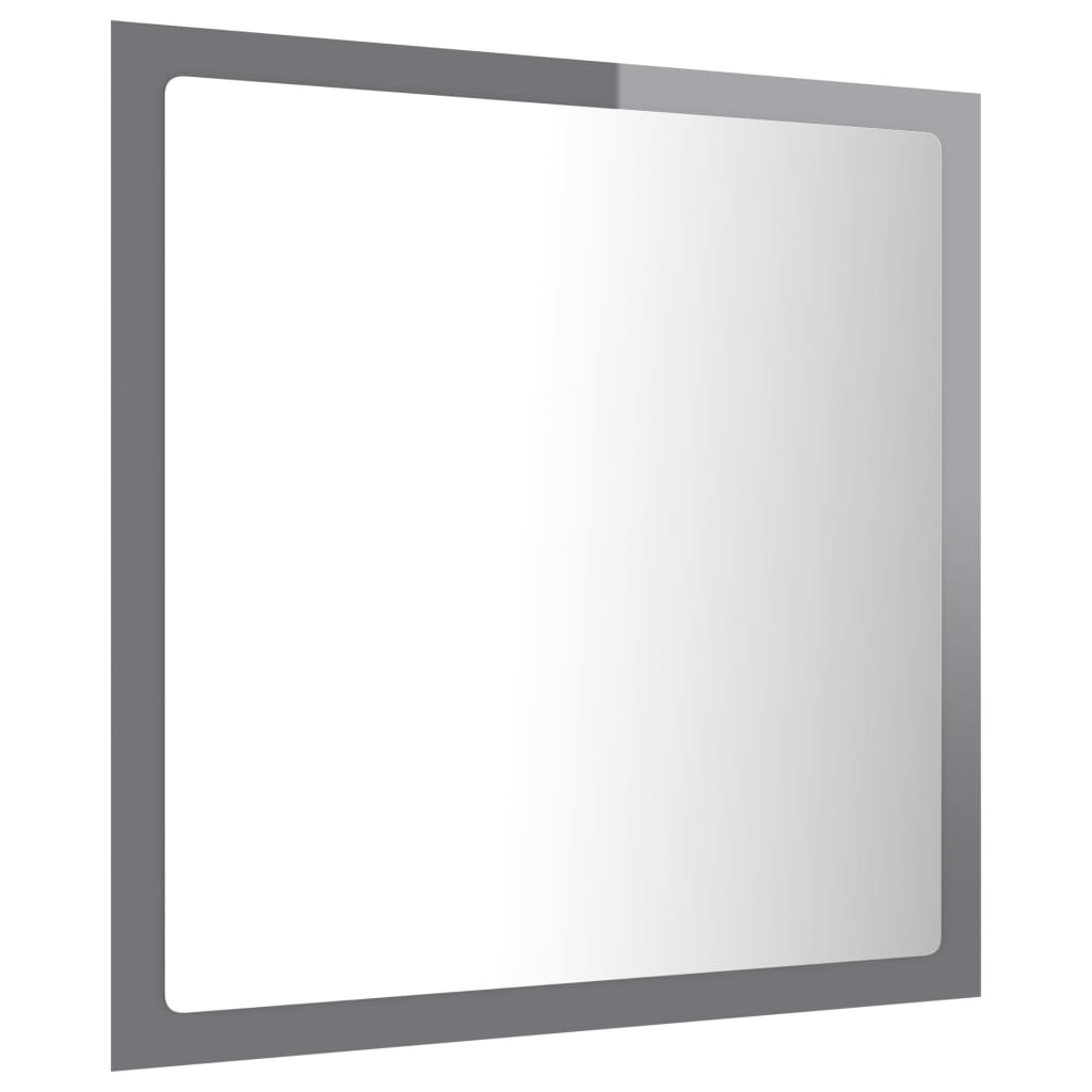 vidaXL LED Bathroom Mirror High Gloss Grey 40x8.5x37 cm Acrylic