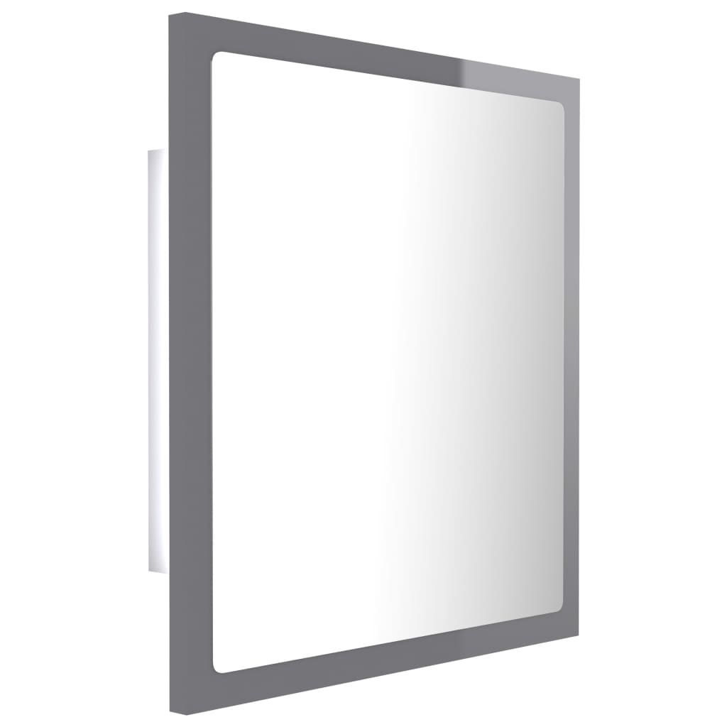 vidaXL LED Bathroom Mirror High Gloss Grey 40x8.5x37 cm Acrylic