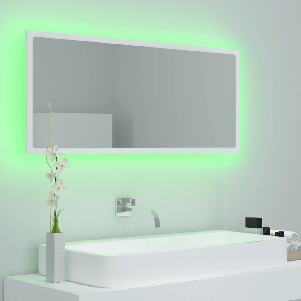 vidaXL LED Bathroom Mirror White 100x8.5x37 cm Acrylic