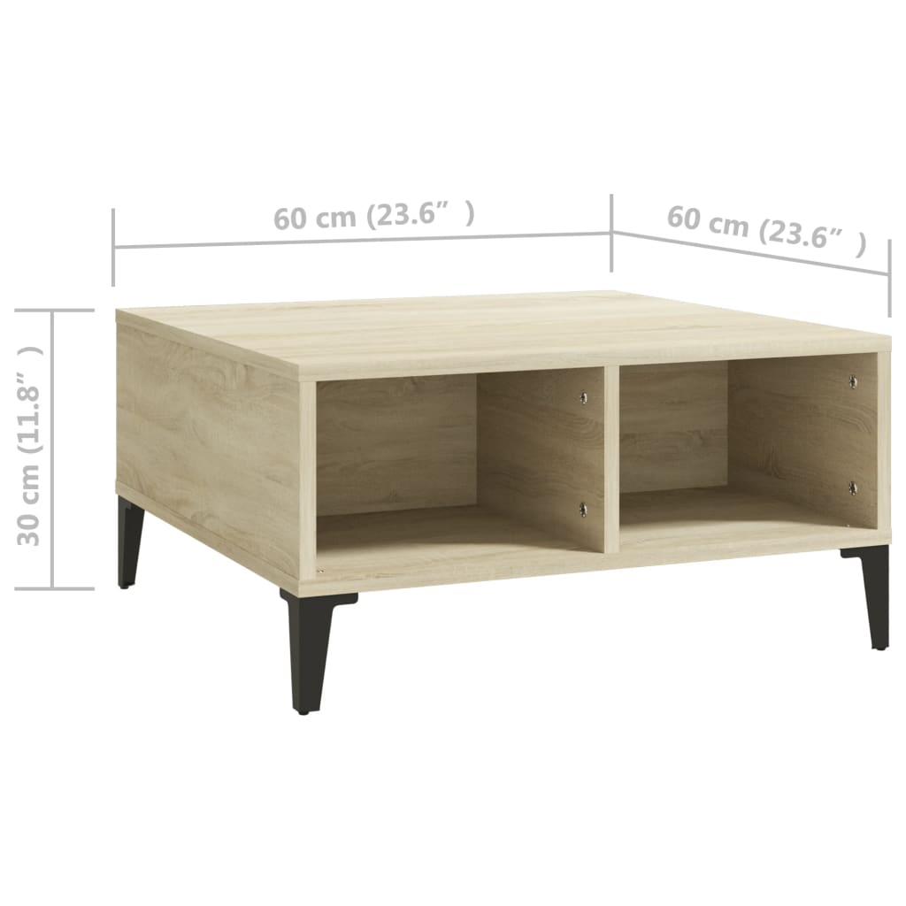 vidaXL Coffee Table Sonoma Oak 60x60x30 cm Engineered Wood