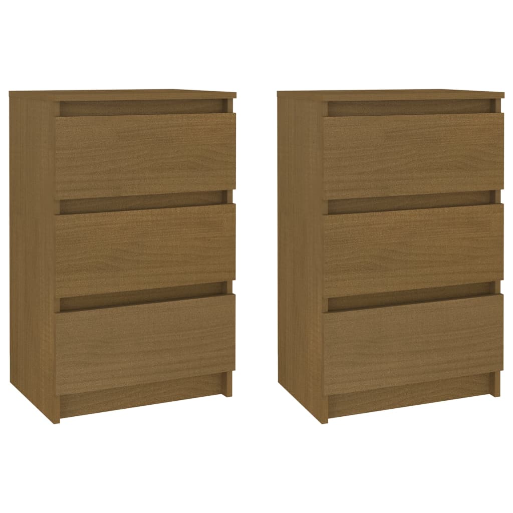 vidaXL Bedside Cabinets 2 pcs Honey Brown Solid Pine Wood