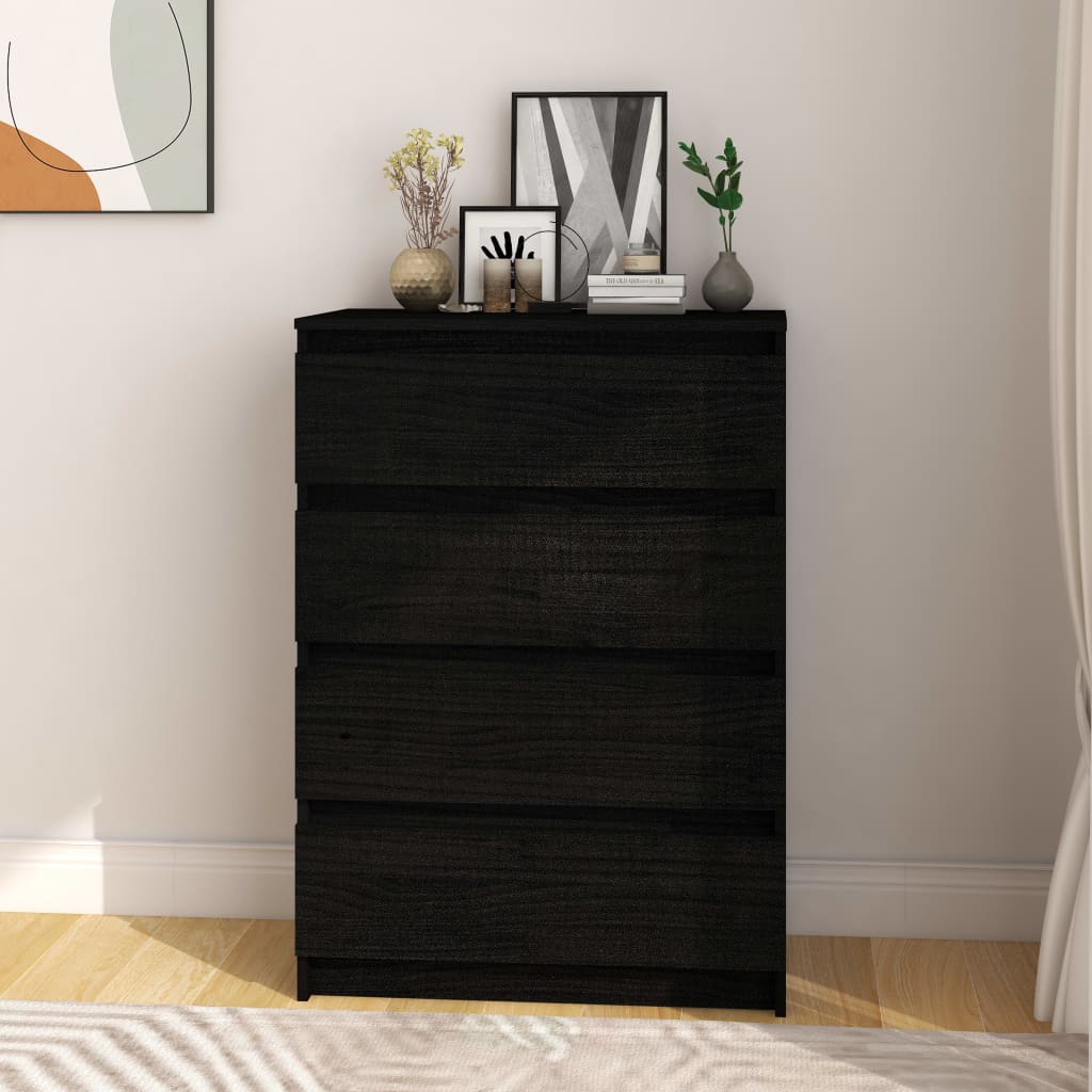 vidaXL Side Cabinet Black 60x36x84 cm Solid Pinewood