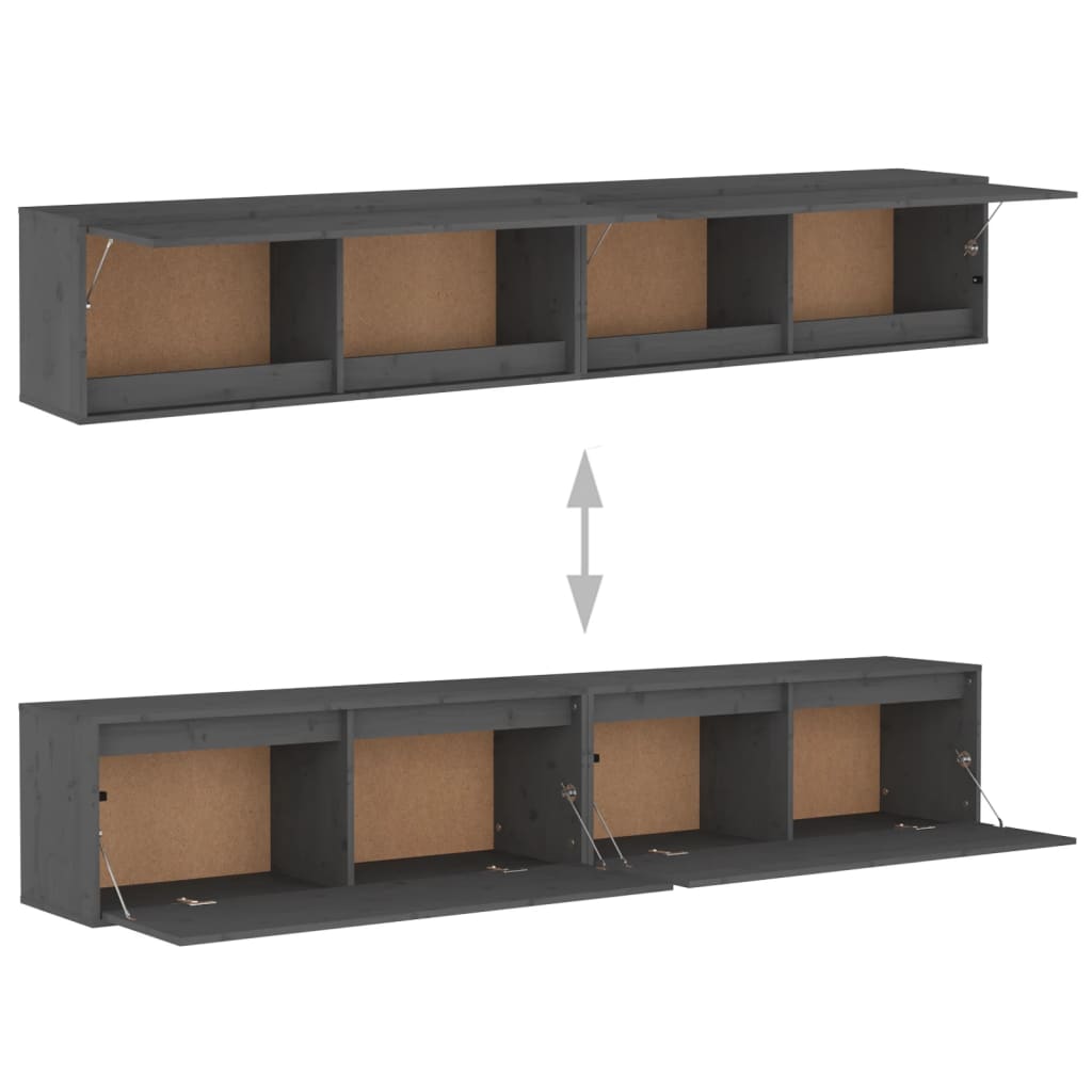 vidaXL Wall Cabinets 2 pcs Grey 100x30x35 cm Solid Wood Pine