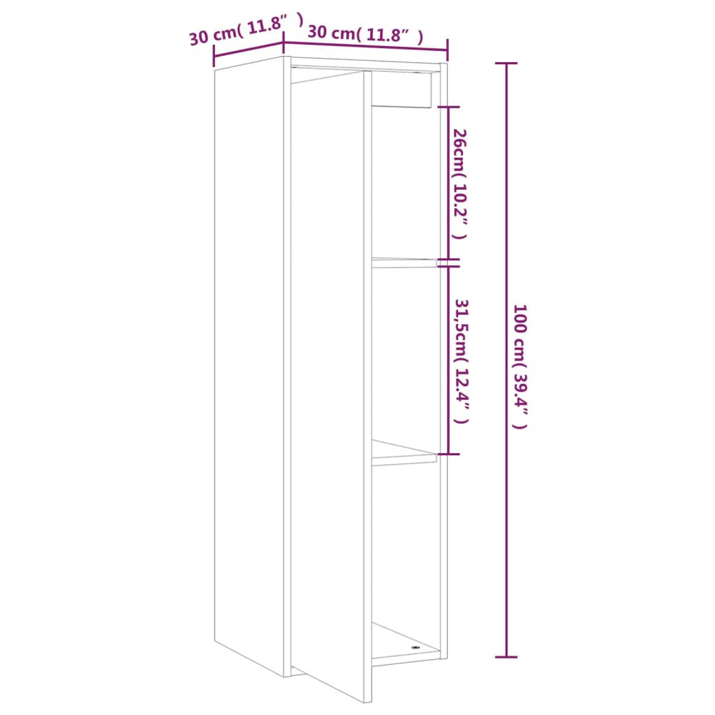 vidaXL Wall Cabinets 2 pcs White 30x30x100 cm Solid Pinewood