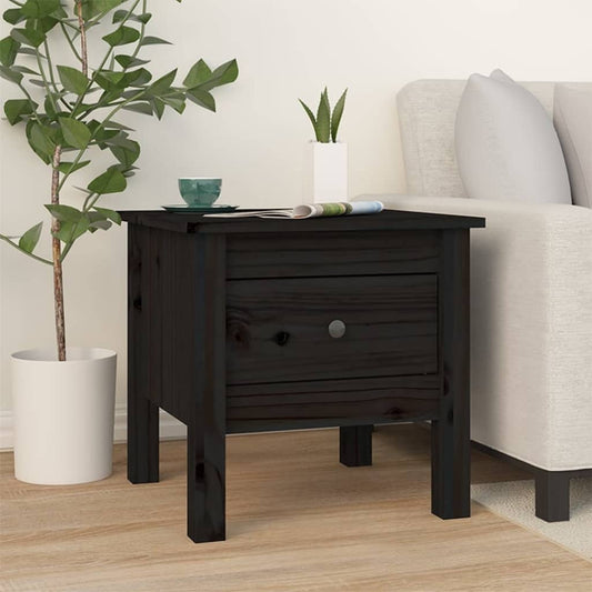 vidaXL Side Table Black 40x40x39 cm Solid Wood Pine