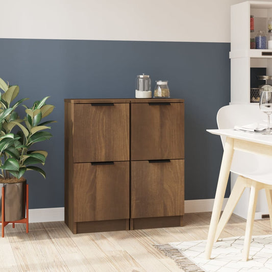 vidaXL Sideboards 2 pcs Brown Oak 30x30x70 cm Engineered Wood