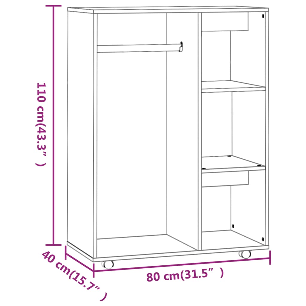 vidaXL Wardrobe Brown Oak 80x40x110 cm Engineered Wood