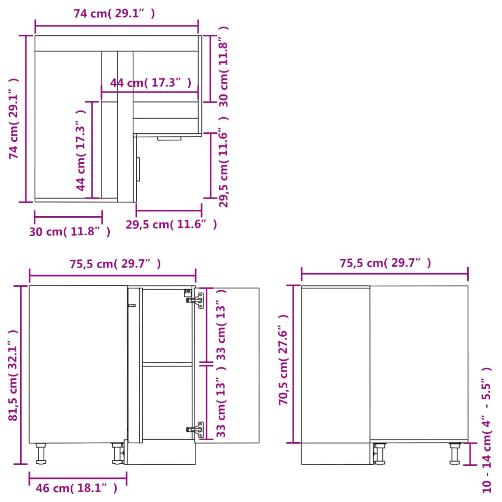 vidaXL Kitchen Cabinet Smoked Oak 75.5x75.5x81.5 cm Engineered Wood