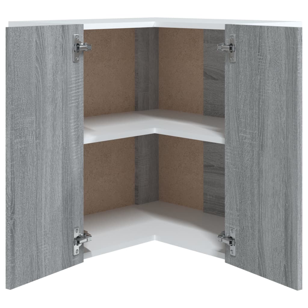 vidaXL Hanging Corner Cabinet Grey Sonoma 57x57x60 cm Engineered Wood