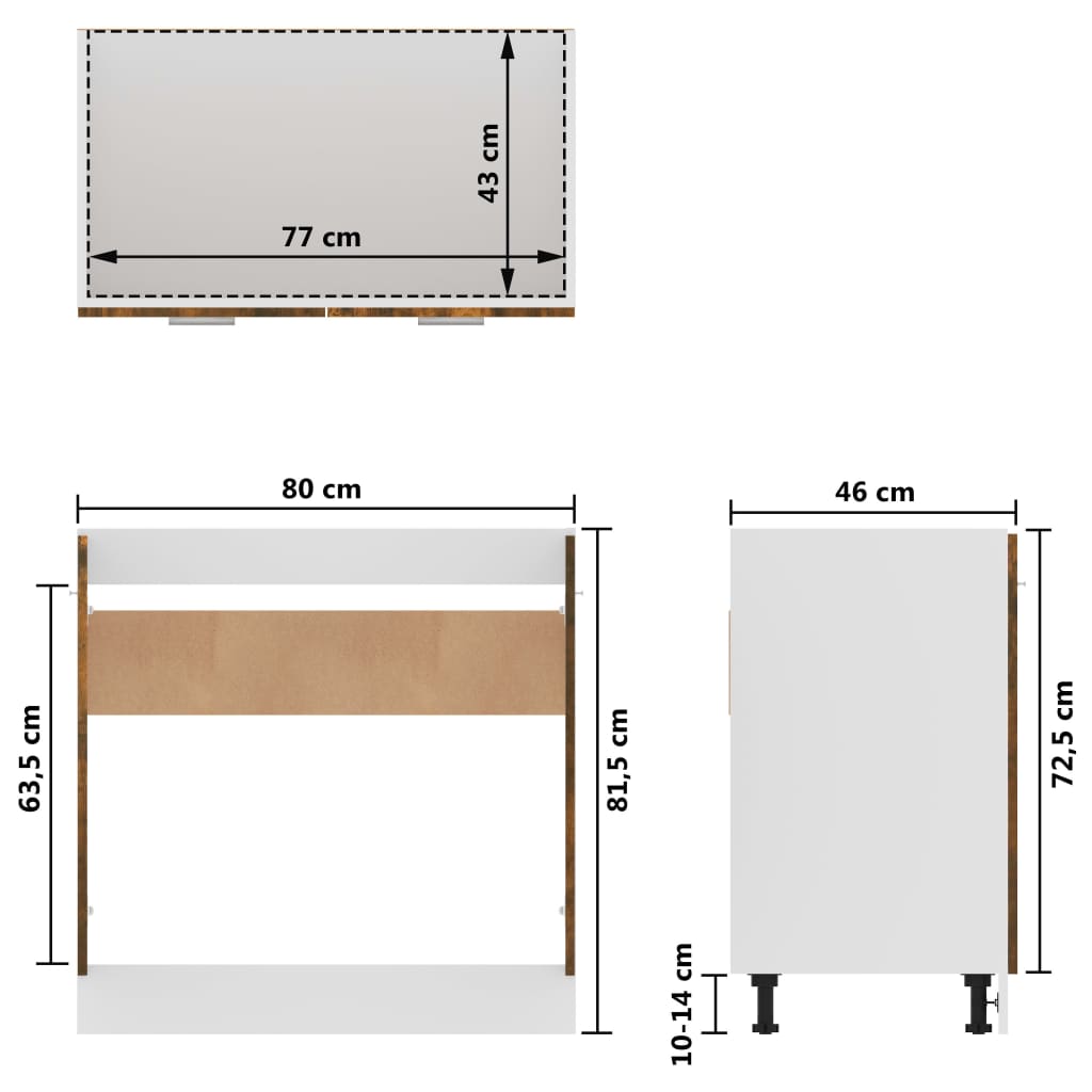 vidaXL Sink Bottom Cabinet Smoked Oak 80x46x81.5 cm Engineered Wood