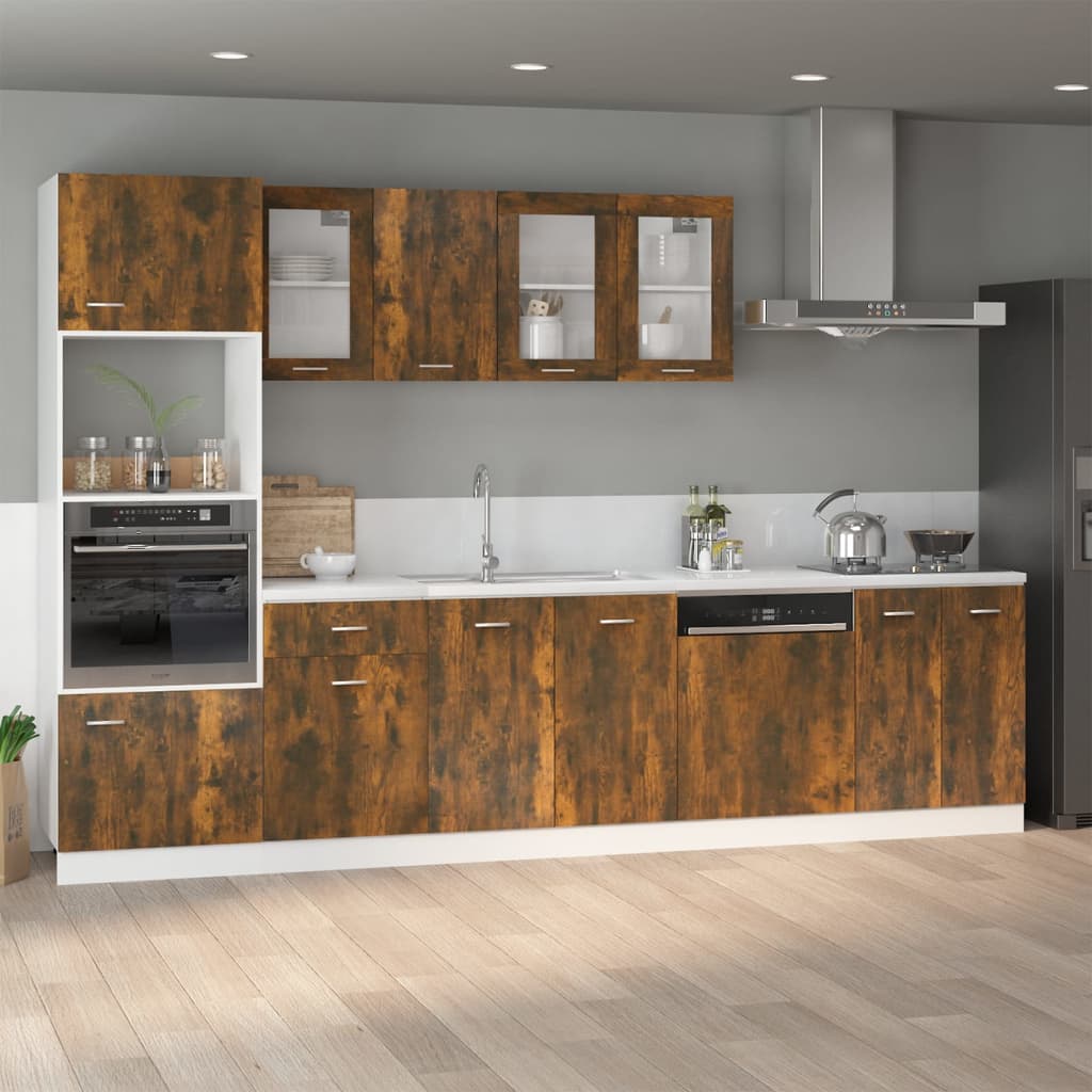 vidaXL Sink Bottom Cabinet Smoked Oak 80x46x81.5 cm Engineered Wood