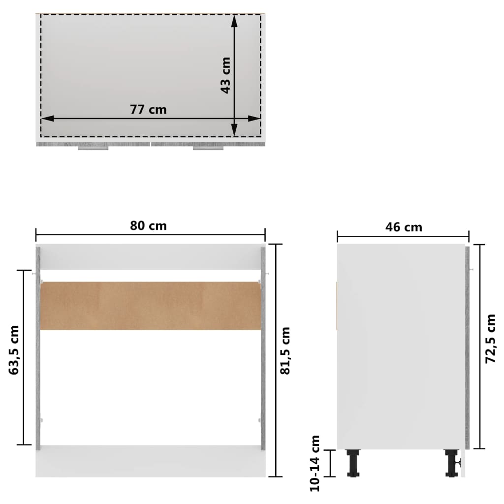 vidaXL Sink Bottom Cabinet Grey Sonoma 80x46x81.5 cm Engineered Wood