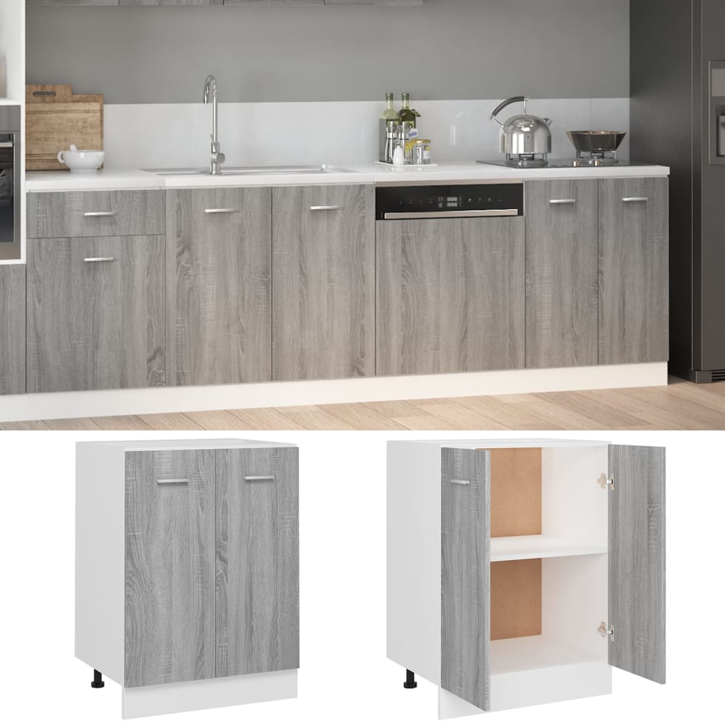 vidaXL Bottom Cabinet Grey Sonoma 60x46x81.5 cm Engineered Wood