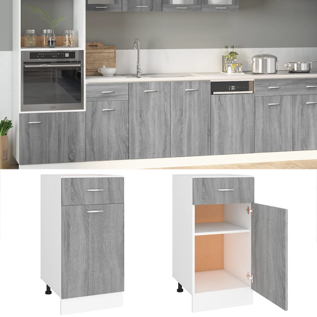 vidaXL Drawer Bottom Cabinet Grey Sonoma 40x46x81.5 cm Engineered Wood