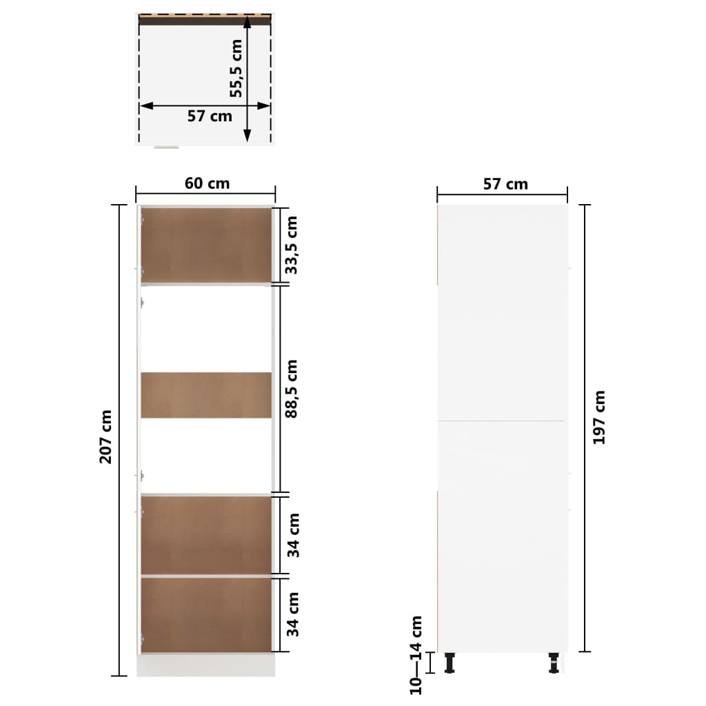 vidaXL Refrigerator Cabinet Smoked Oak 60x57x207 cm Engineered Wood