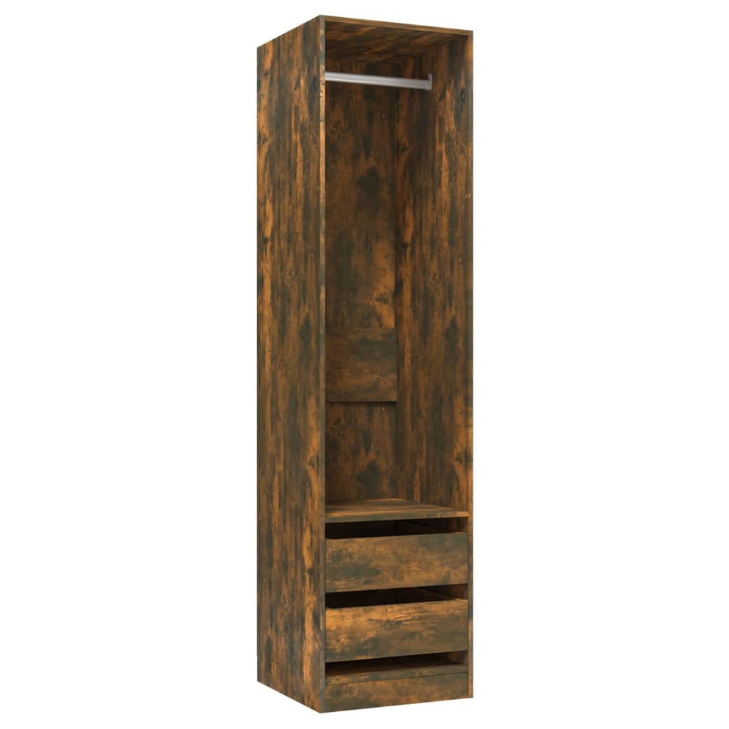 vidaXL Wardrobe with Drawers Smoked Oak 50x50x200 cm Engineered Wood