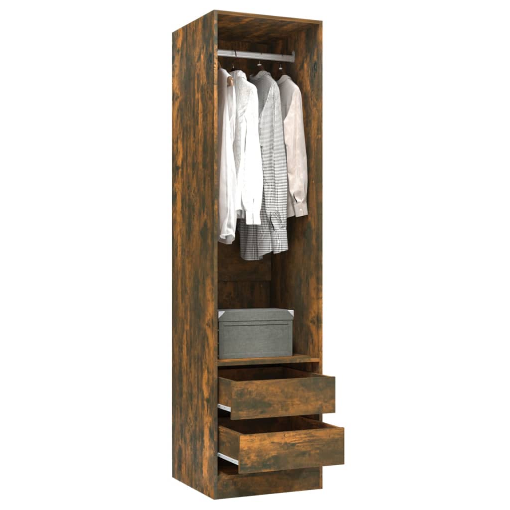 vidaXL Wardrobe with Drawers Smoked Oak 50x50x200 cm Engineered Wood