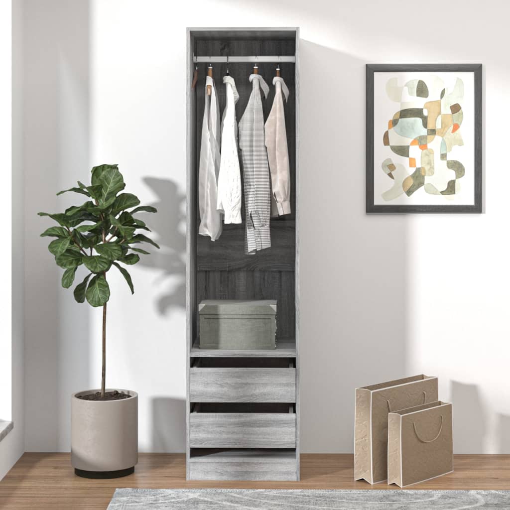 vidaXL Wardrobe with Drawers Grey Sonoma 50x50x200 cm Engineered Wood